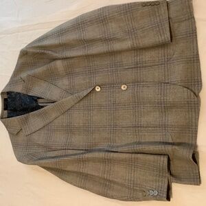 Tiglio, Size 48R, Brown & Blue Plaid